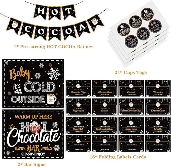 Hot Cocoa Bar Kit, Winter Holiday Party Decor