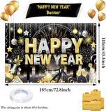 Extra Large Happy New Year 2026 Banner Silver Balloons NYE Party Backdrop