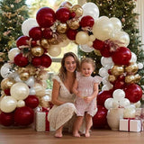 Burgundy Gold Balloon Garland Arch Kit White Maroon Red Balloons for Party Decor