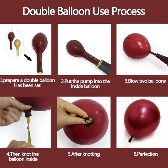 Burgundy Gold Balloon Garland Arch Kit White Maroon Red Balloons for Party Decor