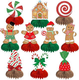 10PCS Gingerbread Christmas Table Centerpieces Paper Honeycomb Xmas Decor