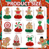 10PCS Gingerbread Christmas Table Centerpieces Paper Honeycomb Xmas Decor