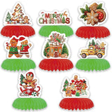 8 Pcs Gingerbread Man Honeycomb Centerpieces 3D Christmas Table Decorations Holiday Decor