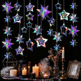 Iridescent Star Garland Holographic Hanging Decorations Birthday Wedding Baby Shower Party