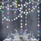Shining Iridescent Circle Dot Hanging Garland Sparkling Streamer Banner Wedding Baby Shower Birthday