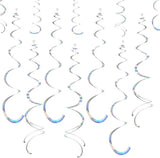 28 Pack Iridescent Ceiling Swirl Foil Hanging Streamers Party Celebration Decorations