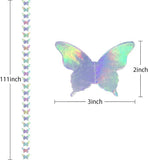 Iridescent 3D Butterfly Garland Set for Baby Shower Birthday and Wedding Decor