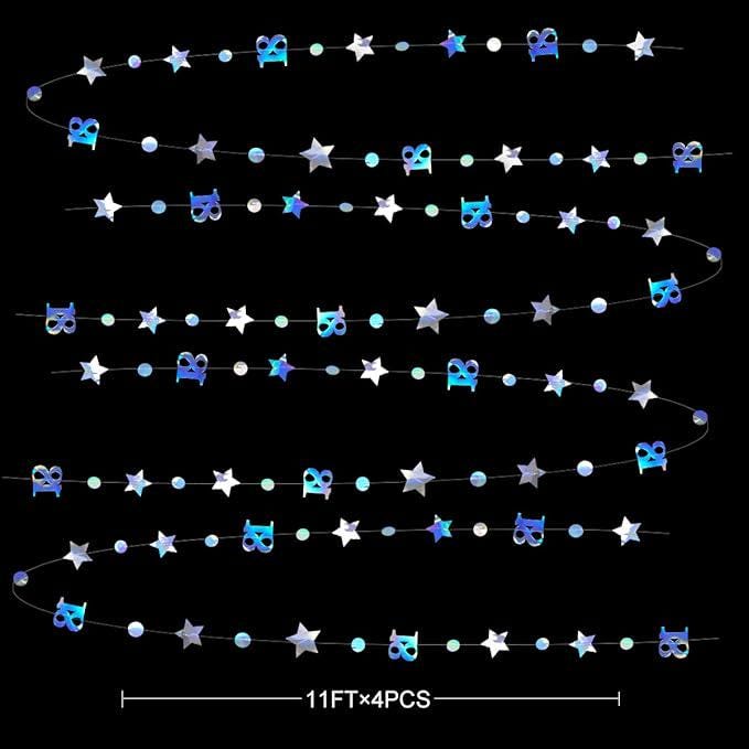 Iridescent 18th Birthday Number Garland with Twinkle Star Streamer for Party Decor