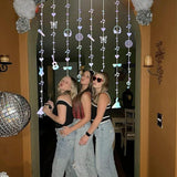 Iridescent Music Themed Party Decorations with Garland Banner and Fans for Birthday Celebration
