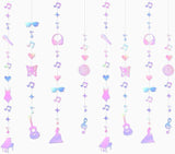 Iridescent Music Themed Party Decorations with Garland Banner and Fans for Birthday Celebration