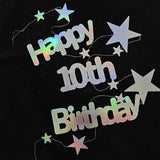 Iridescent 10th Birthday Garland with Twinkle Stars Streamer for Boys and Girls Party Decor