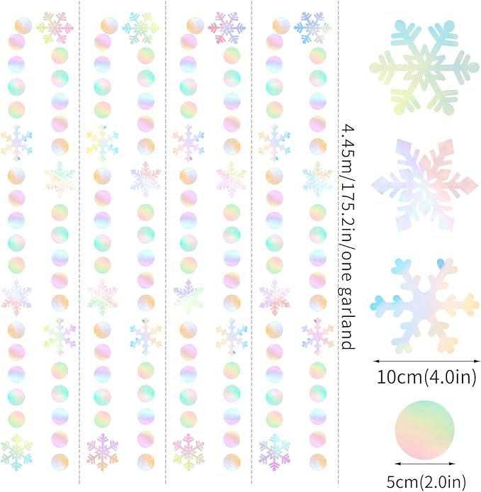 Iridescent Holographic Snowflake Garland for Christmas Winter Birthday and New Year Decor