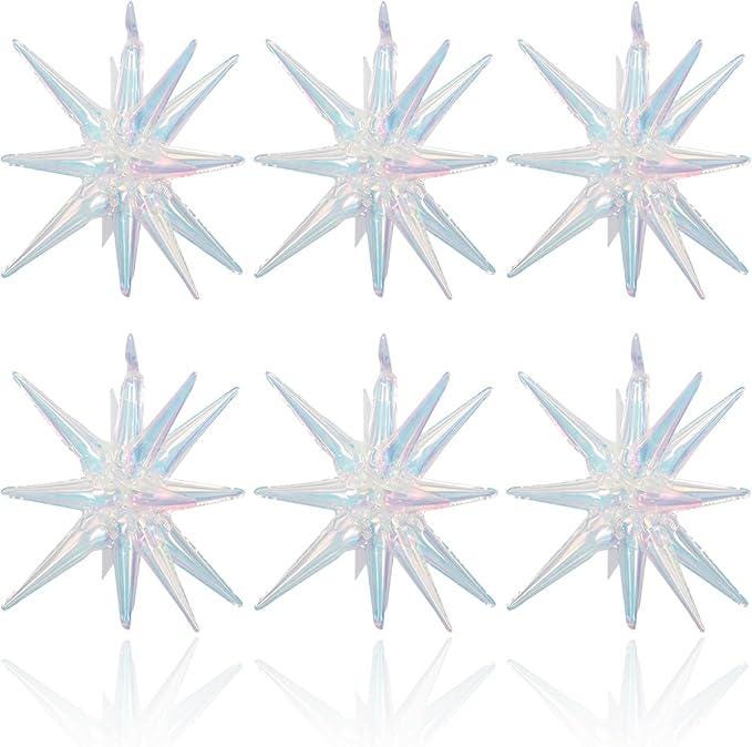 Iridescent 6PCS Star Balloons for Baby Shower Bridal Wedding and Birthday Party Decorations