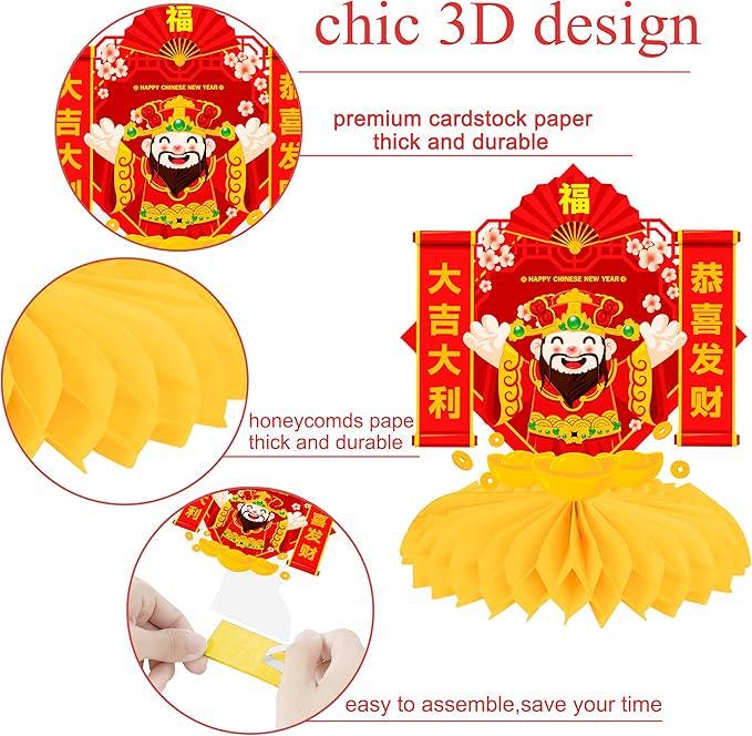 2026 Chinese New Year Honeycomb Centerpieces 12pcs Lunar Festival Party Table Decor