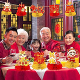 2026 Chinese New Year Red Honeycomb Centerpieces 12pcs Lunar Festival Table Decor