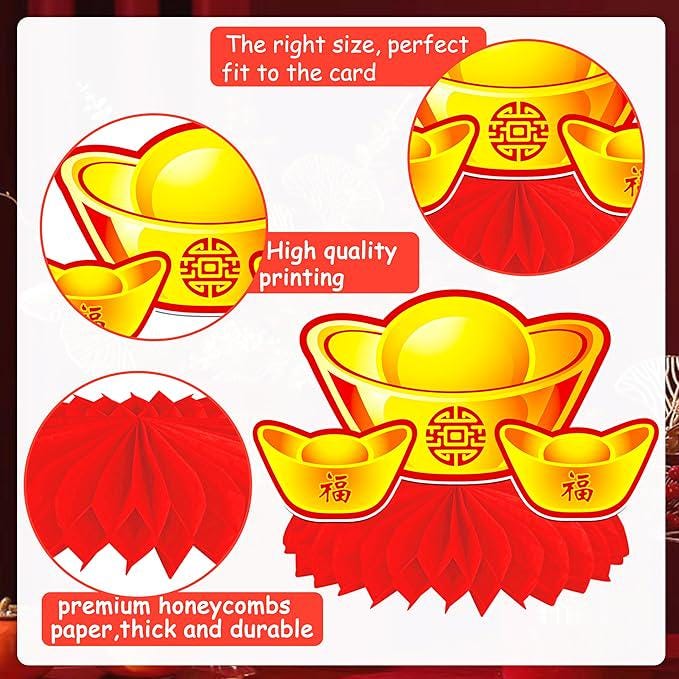 2026 Chinese New Year Honeycomb Centerpieces 11pcs Lunar Festival Table Decor