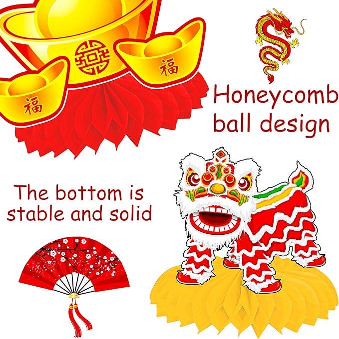 2026 Chinese New Year Honeycomb Centerpieces 11pcs Lunar Festival Table Decor