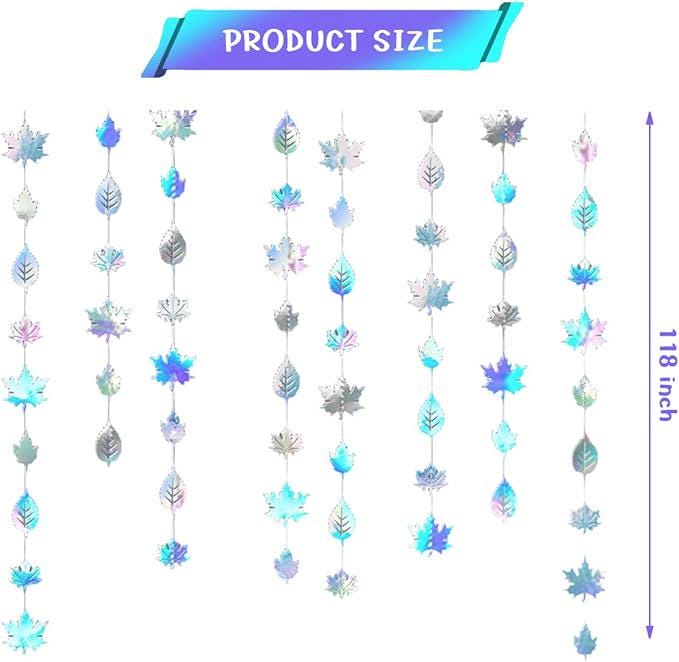 Iridescent Leaf Garland with Hanging Streamers for Birthday Wedding and Party Decorations