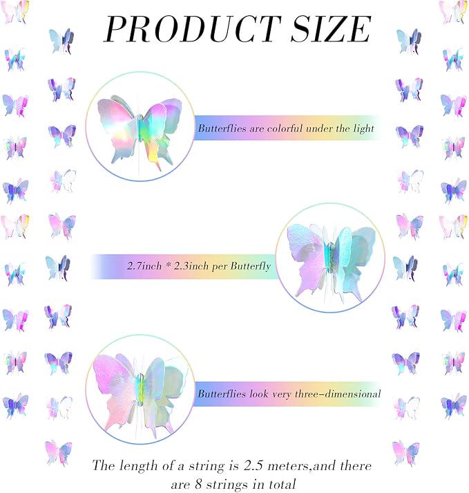 3D Butterfly Hanging Garland Set for Wedding Birthday Baby Shower and Party Decorations