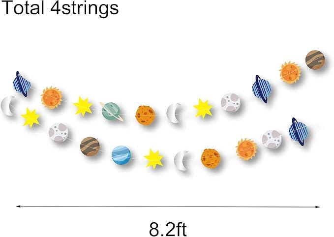 Colorful Space Hanging Paper Decoration 4 Strings 8 Ft Solar System Garland