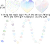 Iridescent Party Decorations 52 Ft Paper Heart Garland Streamers Banner
