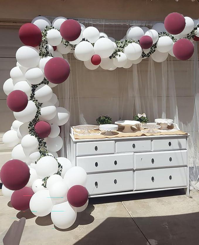 Maroon Graduation Party Decorations 2026 Balloon Arch Kit with White Silver Confetti Balloons 134pcs