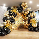 Black and Gold Balloon Garland Kit with Confetti Balloons for Party Decor