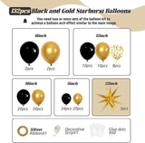 Black and Gold Balloon Garland Kit with Confetti Balloons for Party Decor