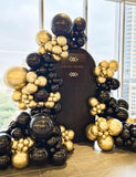 129 Pcs Black Gold Balloon Garland Arch Kit Confetti Balloons for New Year 2026