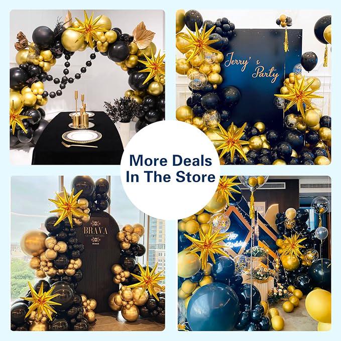 Black & Gold Balloon Garland Kit with Star Balloons