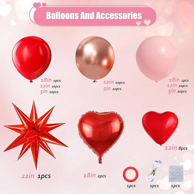 Pink Red Rose Gold Balloon Arch Kit Garland for Birthday Wedding Party Decor