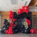 Red Black Gold Balloon Garland Arch Kit 140pcs Star Balloons Party Decor