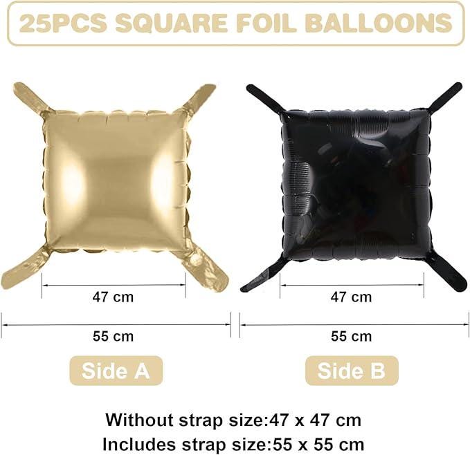 Black Gold Foil Balloon Wall 25pcs Double Sided Backdrop Arch Kit Party Decor