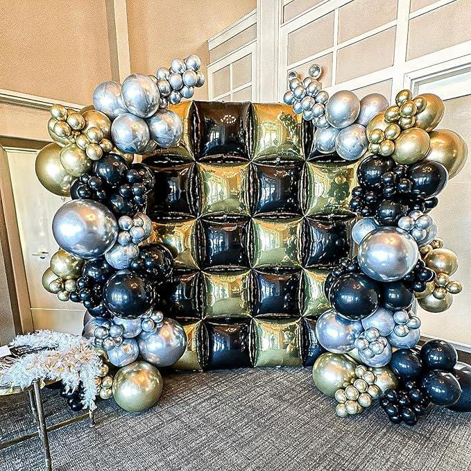 Black Gold Foil Balloon Wall 25pcs Double Sided Backdrop Arch Kit Party Decor
