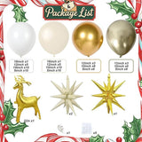 White Gold Christmas Balloon Garland Arch Kit with Star Reindeer Party Decor
