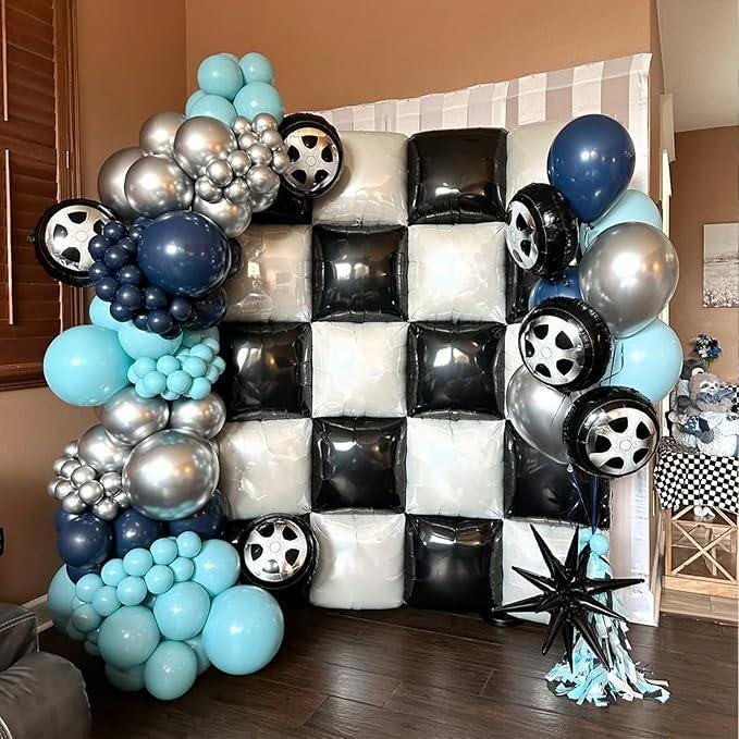 Black White Foil Balloon Wall 25pcs Double Sided Arch Kit Party Decor