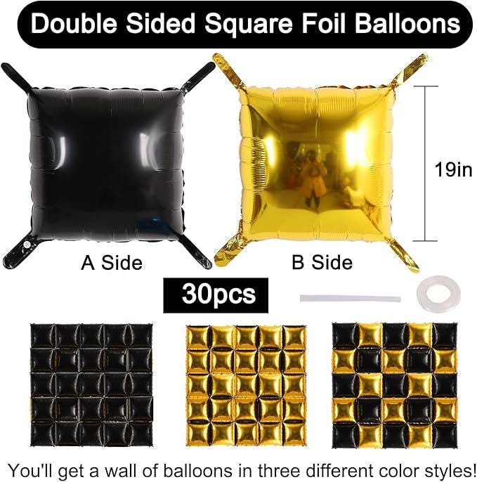 Gold Black Foil Balloon Wall 30pcs Double Sided Arch Kit Party Decor