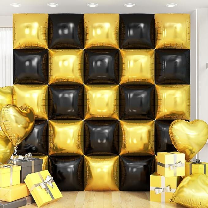 Black Gold Foil Balloon Wall 25pcs Double Sided Arch Kit Party Decor