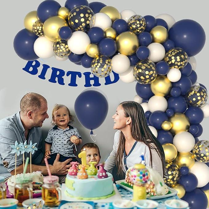 Navy Blue Gold Balloon Garland Arch Kit 142pcs Confetti Balloons Party Decor