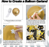 Black Gold White Balloon Garland Arch Kit with Star Confetti Balloons Party Decor