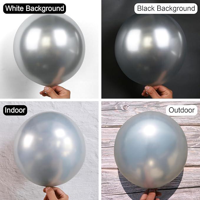 Metallic Silver Balloon Garland Arch Kit 150pcs Chrome Balloons Party Decor