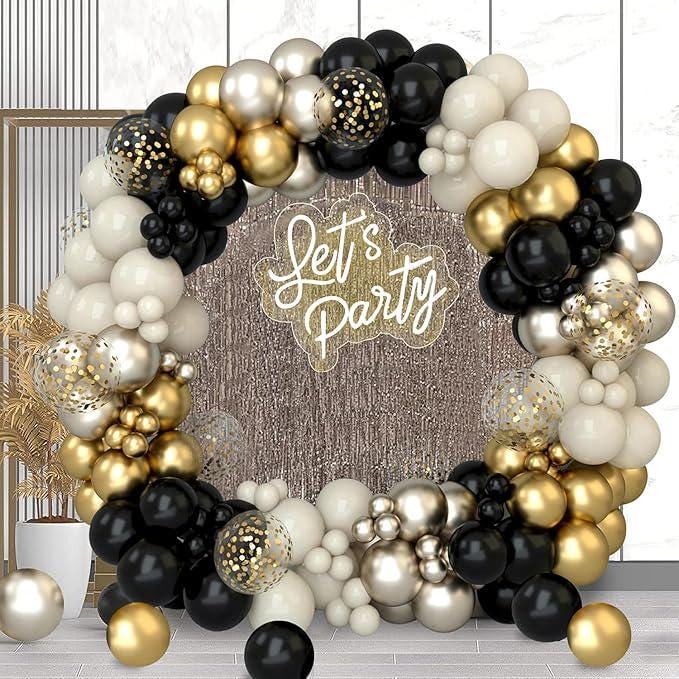 Black Gold Balloon Garland Arch Kit 152pcs Confetti Balloons 50th Birthday Party