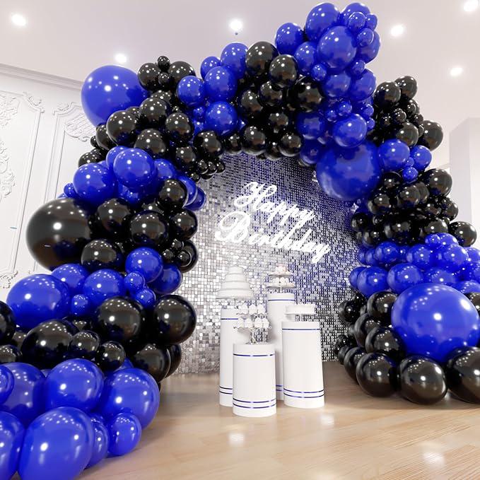 Blue Black Balloon Arch Kit 154pcs for Birthday Graduation New Year Party Decor