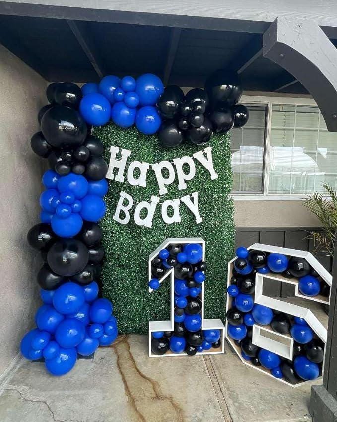 Blue Black Balloon Arch Kit 154pcs for Birthday Graduation New Year Party Decor