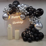 Black Silver Balloon Garland Arch Kit 135pcs for Birthday Graduation Party Decor