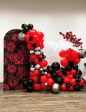 Red Black Balloon Arch Kit 131pcs with Confetti Star Balloons for Party Decor