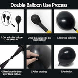 Double Stuffed Black Balloon Arch Kit with White Bow for Birthday Wedding Party