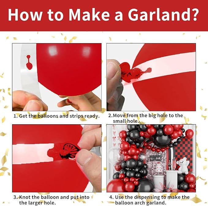 Red Black Balloon Garland Arch Kit 120pcs for Birthday Graduation Party Decor