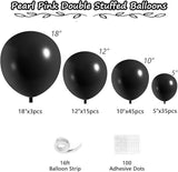 Black Double Stuffed Balloon Arch Kit 98pcs for Birthday Anniversary Party Decor