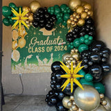 Dark Green Black Balloon Arch Kit 123pcs with Confetti Star Balloons for Party Decor